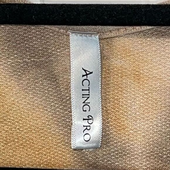 Open Front Tie Dyed Cardigan With Cream Trim Women Medium Brown Classic Workwear - Picture 6 of 10